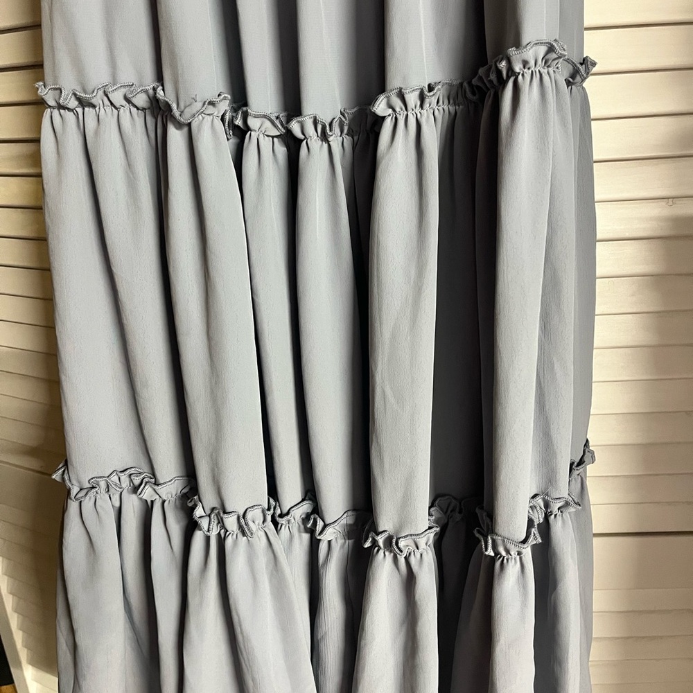 Ivy City Co Pale Blue Gray Smocked Maxi Dress - Picture 6 of 8